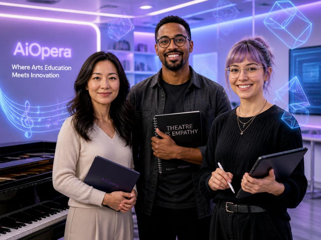 AiOpera's futuristic teaching studio where children explore music, theatre, and digital arts